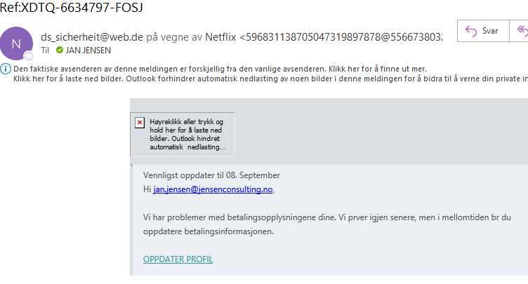 eksempel på phishing